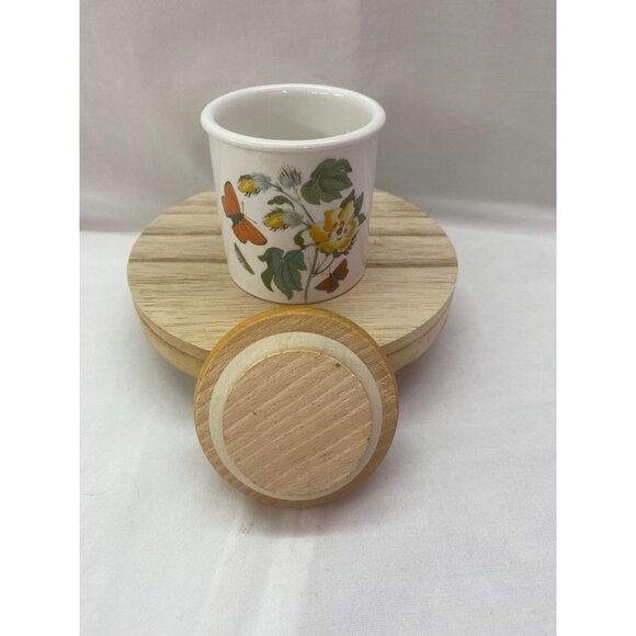 Portmeirior Botanic Garden Gossypium Barbadense Mini Jar/Canister w/ Wooden Lid - Picture 4 of 5